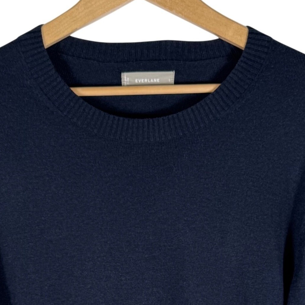 Everlane Organic Cotton COOLMAX Crewneck Sweater Mens L Navy Blue